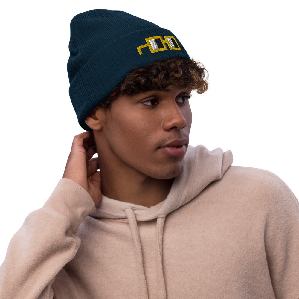 yellow glasses beanie